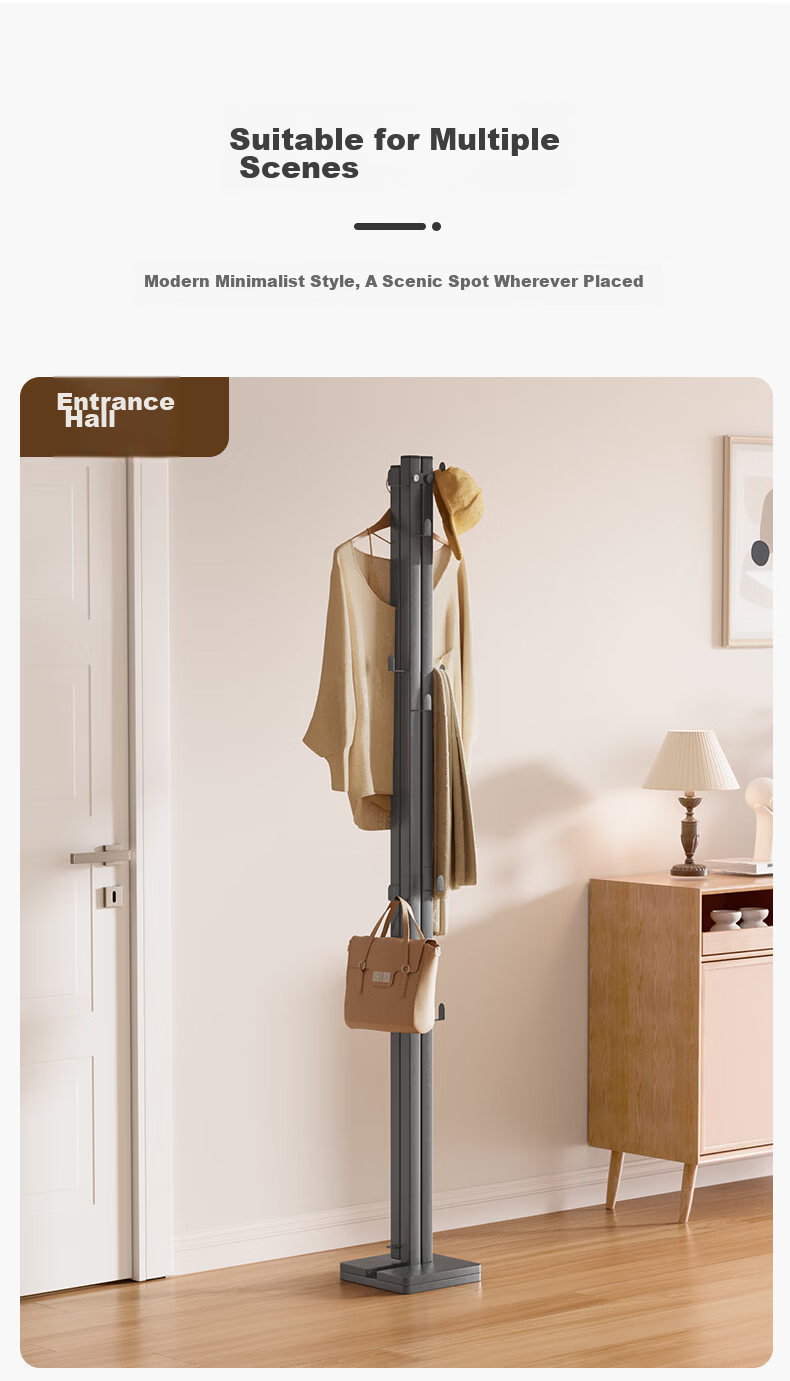 Wenna Floor Standing Clothes Rack Bedroom Coat Hanger Small Space Indoor Drying Rack Simple Hat and Coat Stand 18