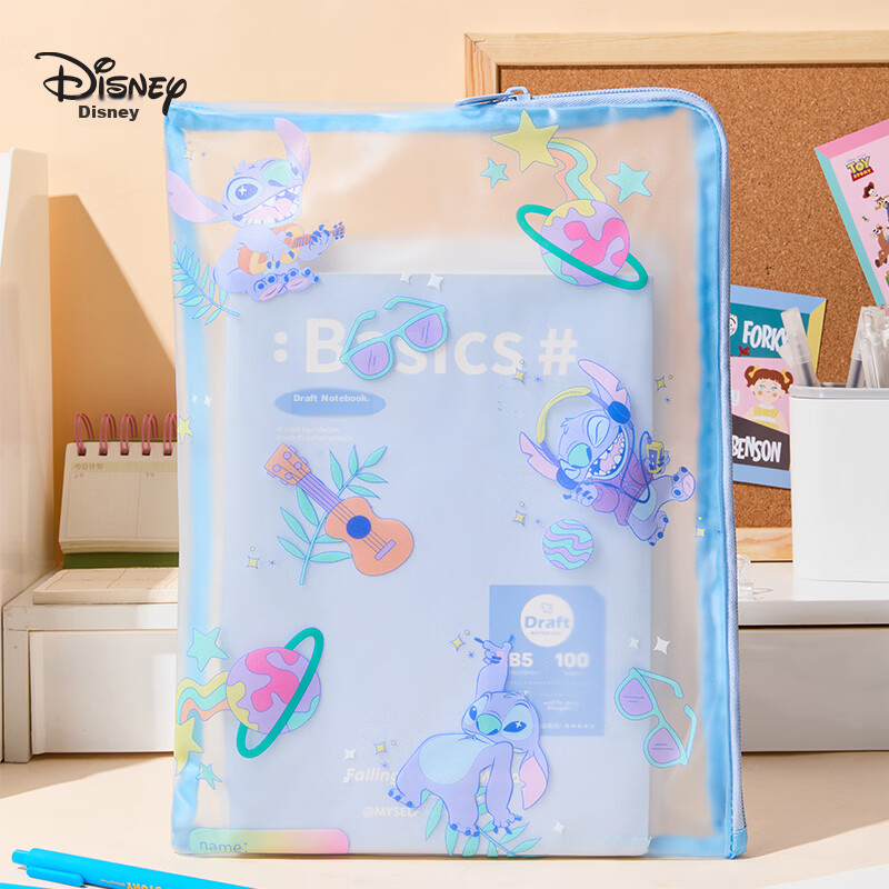 Disney Transparent Pencil Case Student Portable Waterproof Pencil Bag Exam Pencil Case Boys Girls Stationery Bag Stitch