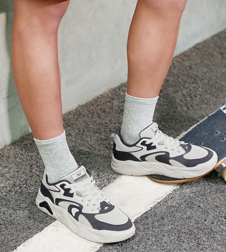 361° Jincheng 5.0 Men's Skateboard Shoes, Autumn Mesh Breathable Trendy Fashion Thick-Soled Sports Casual Shoes, 672636602-3 19
