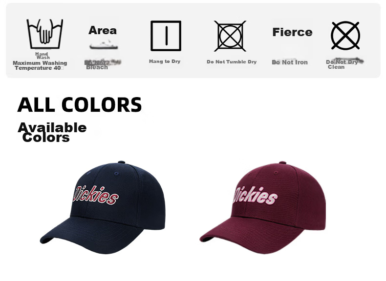 Dickies Vintage Hard Top Baseball Cap Unisex Adjustable Velcro Duckbill Hat Navy Blue Outdoor Sunshade Cap 3