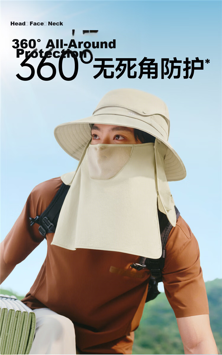 Beneunder Men's Summer Fisherman Hat Sunshade Outdoor Mountaineering Face Cover Fishing Sun Protection Hat TS0166 4