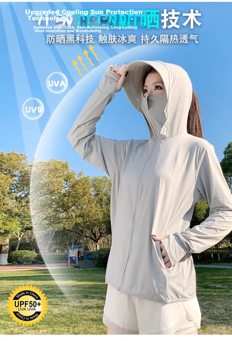 Langsha Women's Sunscreen Jacket UV Protection Lightweight Breathable Ice Silk Summer New Sunshade Coat Thin Loose Sun Protection Clothing 1