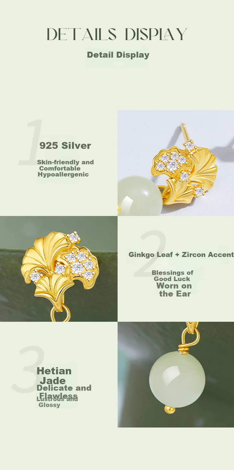 Lao Miao Hetian Jade Earrings Studs Luxury Fashion Jewelry Valentine's Day Birthday Gift for Women Girlfriend Wife 7