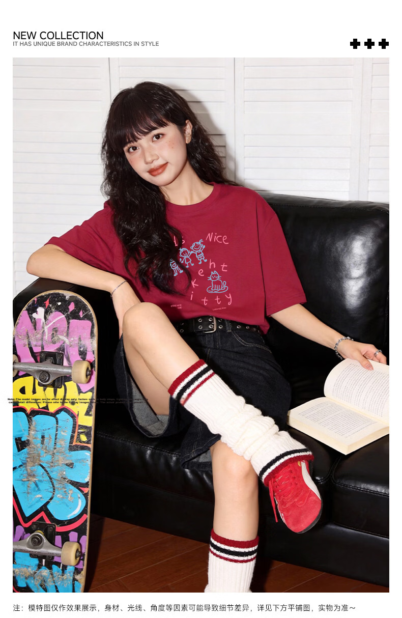 TonLion Women's Short Sleeve T-Shirt Summer Cotton Simple Korean Style Trendy Casual Loose Fit Basic Round Neck Tee 2