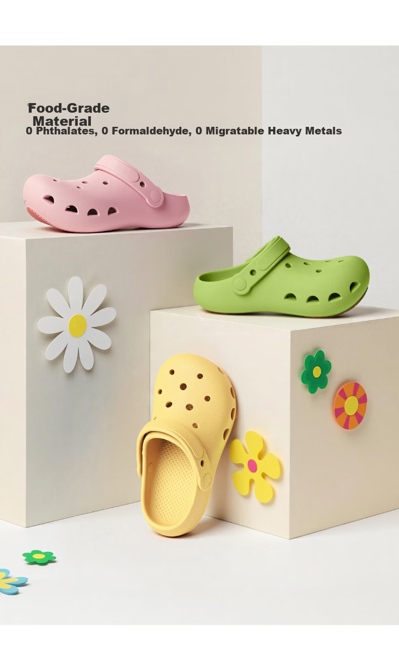 KENROLL Kids Unisex Casual Home Hole Shoes Big Kids Four-Season Non-Slip Sandals Popcorn Yellow Size 29-30 6