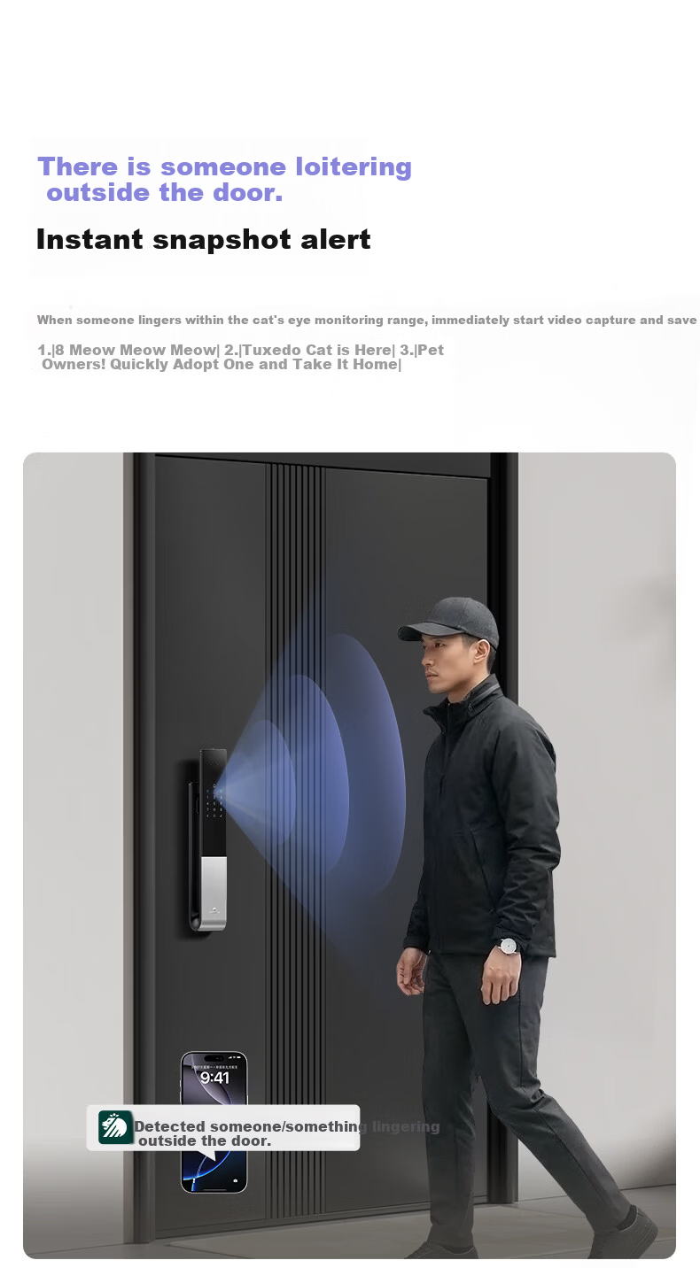 DESMAN Smart Door Lock 3D Facial Recognition Visual Peephole Large Screen Fingerprint Password Xiaodi U3F 15