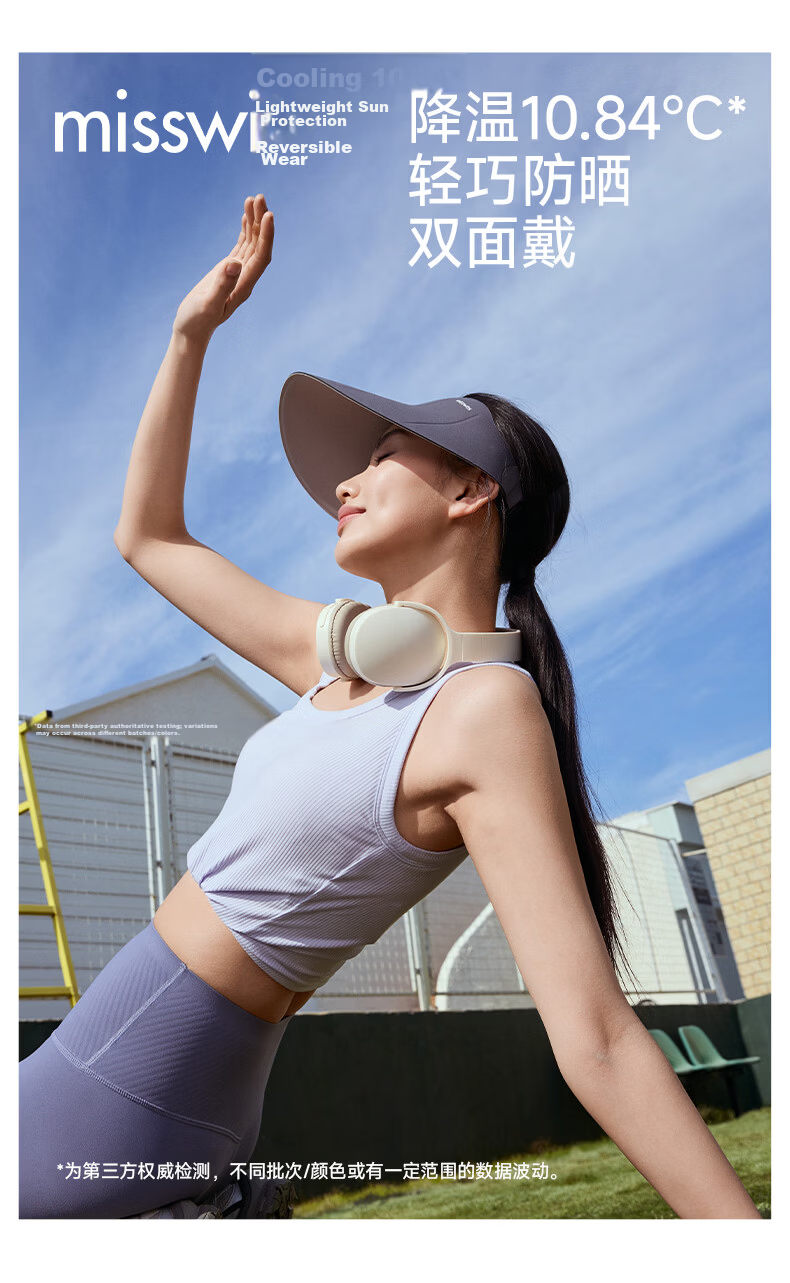 MissWiss Double-Sided Sun Protection Hat for Women Summer Outdoor UV Protection Versatile Sun Hat Goddess Black - Qi Wei Same Style 4