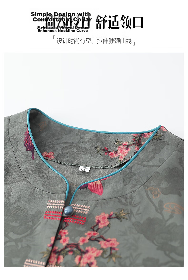 Fengxiao Grandma Summer Outfit Middle-aged and Elderly Women's Short Sleeve Two-piece Set for 60-70 Year Olds Loose Cardigan 14
