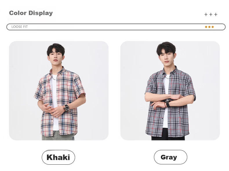 Woodpecker Casual Versatile Plaid Shirt Men 2026 Summer Trendy Ins Thin Loose Short Sleeve Top Black M 9