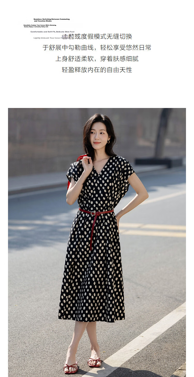 Demana Fresh Cotton Summer Urban Romantic V-Neck Printed Waist-Slimming Dress for Women Premium Quality 5