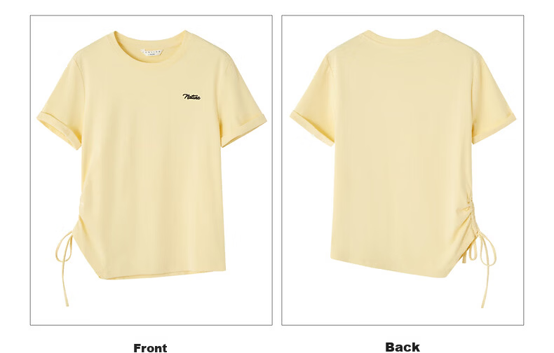 TonLion 2026 Summer Women's Drawstring Mid-Length Short Sleeve T-Shirt Solid Color Slim Fit Stylish Versatile Premium Feel 13