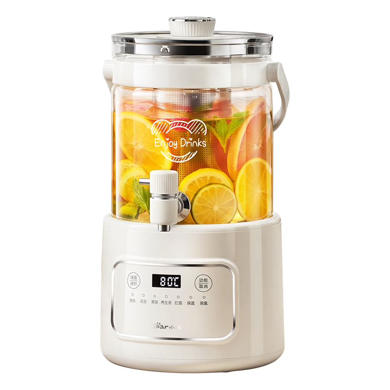 Bear Health Pot, 3L Large Capacity, Faucet Water Kettle, Flower Tea Container, Pure Glass Constant Temperature Pot for Brewing Tea, Integrated Heat Preservation, Baby And Maternal Use Boiling Kettle, ZDH-F30F1