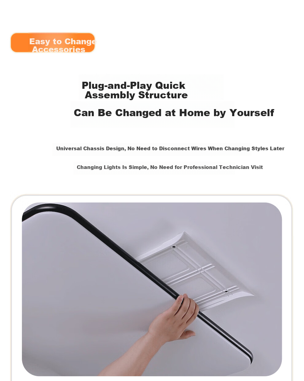NVC LED Ceiling Light Ultra-thin Large Screen Full Spectrum Smart Quick-install Comfortable Square 48W for Living Room 7