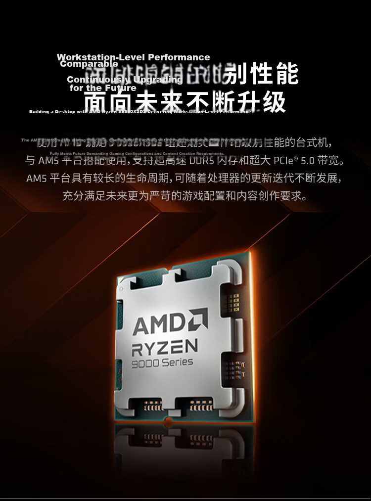 AMD Ryzen 9 9950X3D2 Dual X3D Cache Processor 16-Core 32-Thread 208MB Cache Up to 5.6GHz Boxed CPU Productivity Gaming 6