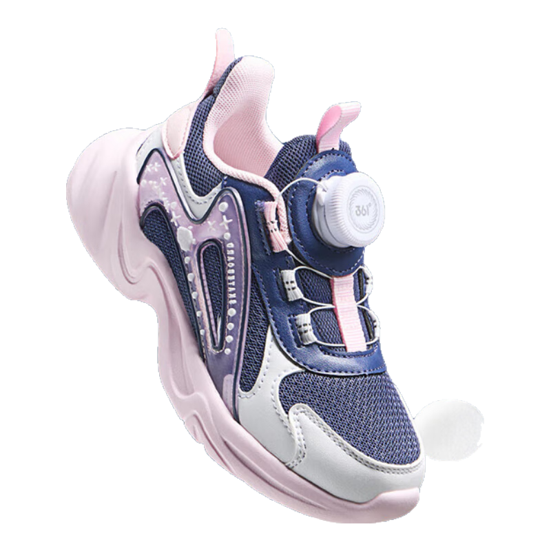 361° Children's Shoes, Kids' Sports Shoes, Fall 2025, Boys And Girls Lightweight Rebound Dial Casual Shoes, Blue, Size 33