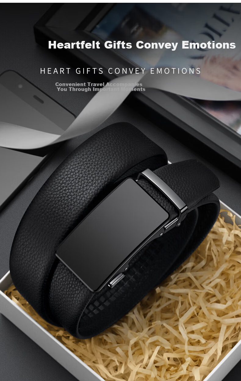 Calermkeens Men's Genuine Leather Belt 2026 New Automatic Buckle Practical Father's Day Gift for Dad 7