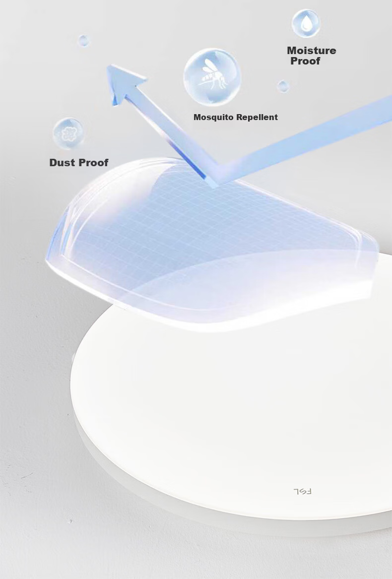 Foshan Lighting (FSL) Microwave Sensor Waterproof Ceiling Light Smart Light Control Dustproof Moisture-proof Mosquito-proof Insect-proof Corridor Stairway Passage Garage Lamp 24W Cool White 11