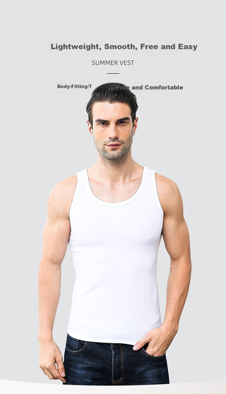 Yuzhaolin Men's Pure Cotton Vest Sleeveless Sports Tank Top Youth All Cotton White Undershirt Spring Summer 5