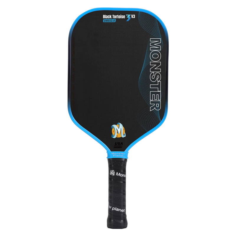 Monsterplanet Monster Planet Pickleball Paddle Original Imported Kevlar 3K Carbon Fiber Hybrid Sea Monster - Blue