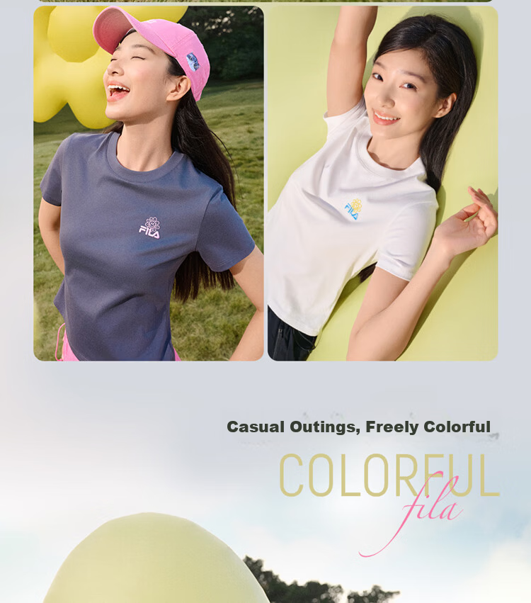 FILA Official Women's Knitted Short Sleeve Shirt 2026 Summer Casual Slim Fit Cool Cotton Cropped T-Shirt 16