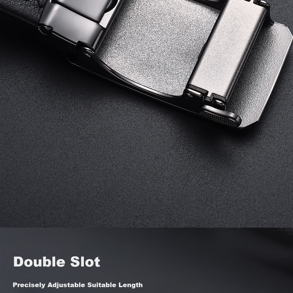 BOSSSUNWEN Men's Genuine Leather First Layer Cowhide Automatic Buckle Belt Anniversary Father's Day Gift for Dad Husband 8