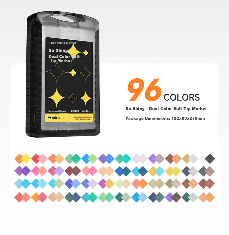 Touch Mark Dual-Ended Acrylic Markers 48 Colors Soft Tip 24pcs Glitter Gel Watercolor Fluorescent Pens for Students Journaling Kids Birthday Gift Free Shipping 12
