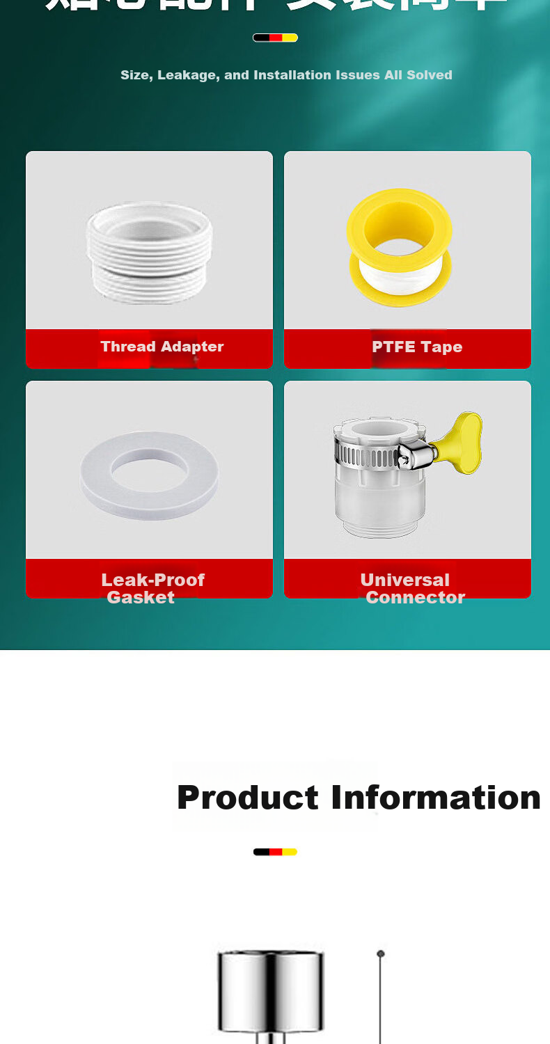 HOMK German Kitchen Faucet Extender Splash-Proof Universal Rotating Faucet Aerator Extension 7