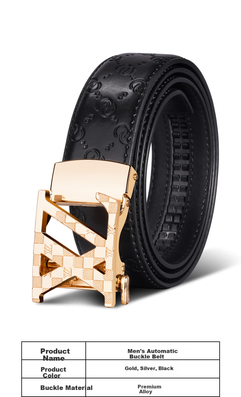 TUCANO Men's Genuine Leather Automatic Buckle Business Casual Belt Birthday Gift for Boyfriend Husband Dad Elders 3
