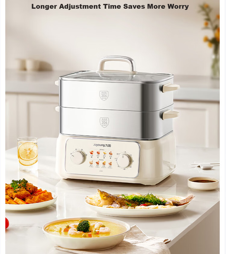 Joyoung 18.5L Large Capacity Electric Steamer, 0 Coating 304 Stainless Steel Electric Hot Pot, 1600W High Power Rapid Steam Multifunctional Electric Cooker DZ180HG-GZ928 4