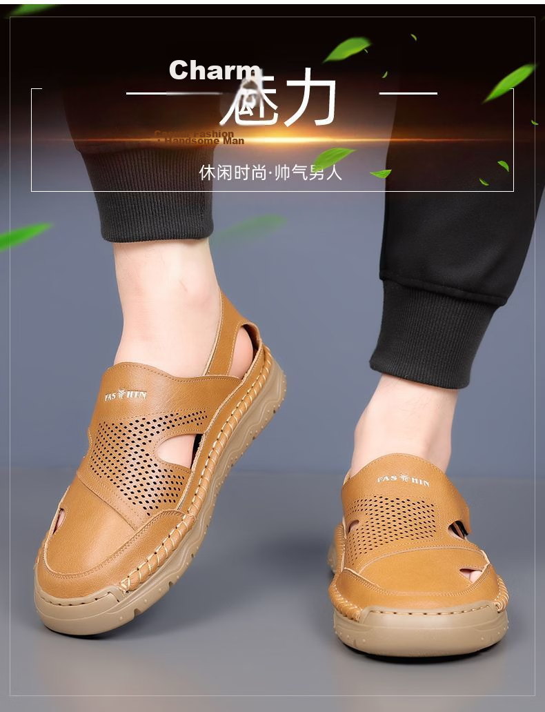 Jingzhenlianggong New Casual Sandals High-Grade Ultra-Soft Men's Breathable Sandals Wear-Resistant Non-Slip Yellow [Classic Model] Size 42 11