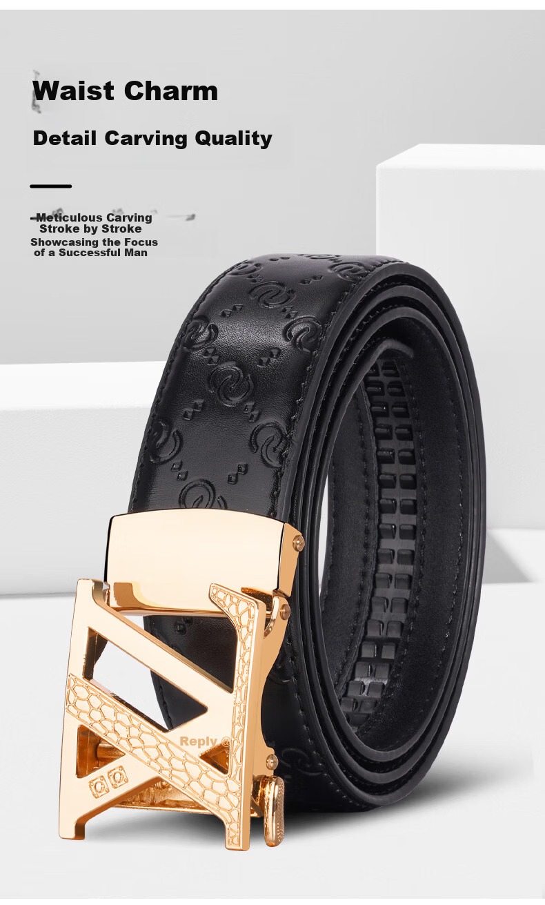 CARTELO Men's Genuine Leather Automatic Buckle Business Casual Belt Birthday Gift for Boyfriend Husband Dad Elders 3
