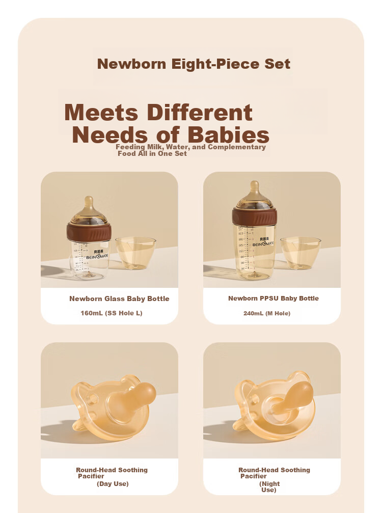 Beingmate Baby Bottle Gift Set 0-6 Months Anti-Colic Nipple Baby Gift for Children's Day 2