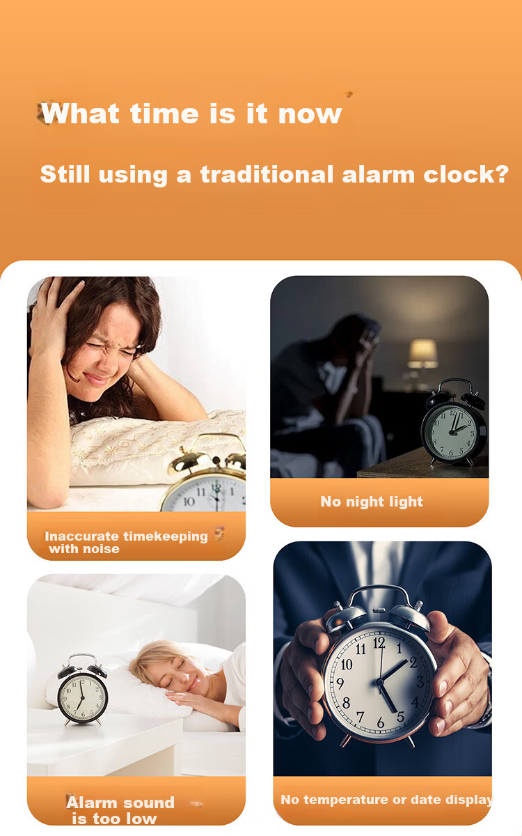 WOOD SHOW Alarm Clock Smart 2026 New Model Student-Specific Wake-Up Device Retro LED Digital Display Electronic Clock for Boys And Girls, Powerful Awakening Small Alarm Clock Gift 2