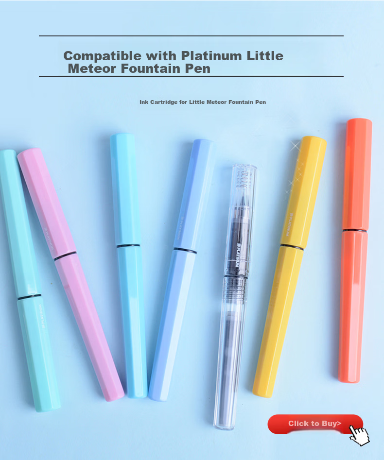 PLATINUM PQR-100 Little Meteor Fountain Pen Ink Cartridges Blue-Black 10-Pack for Students 4