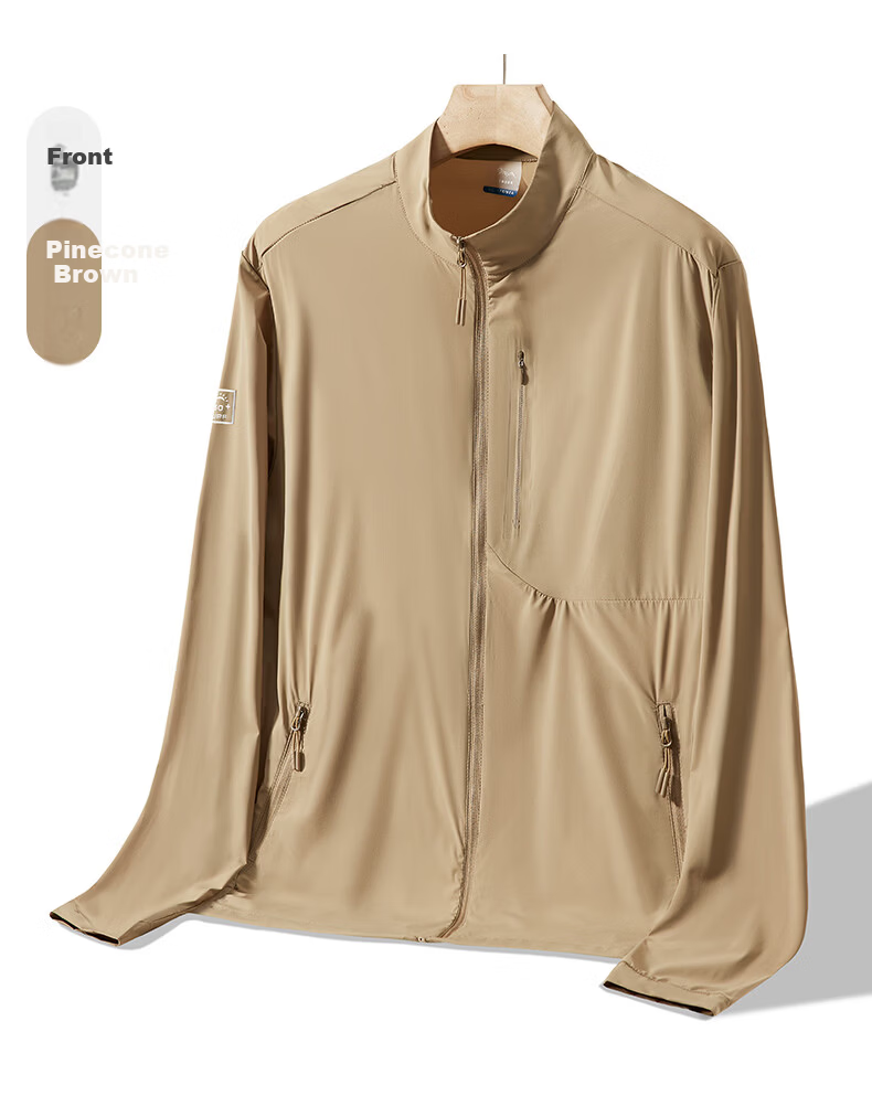 ROMON Men's Summer Thin Quick-Dry Ice Silk Breathable Stand Collar Executive Jacket Quick-Dry Coat 001 Light Gray L 16