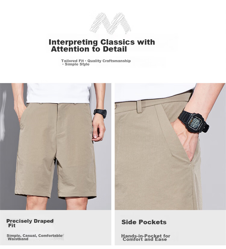 MARK FAIRWHALE Men's Summer Thin Ice Silk Quick-Dry Loose Straight-Leg Casual Shorts Mid-Length Pants 8