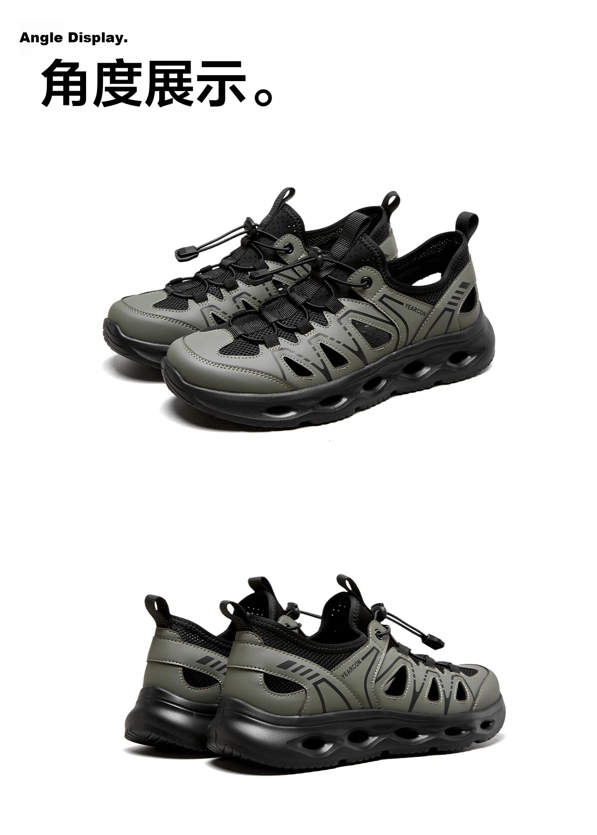 Eierkang Men's Lightweight Breathable Closed-Toe Creek Shoes Outdoor Hiking Water Sandals Black 42 61796W 17