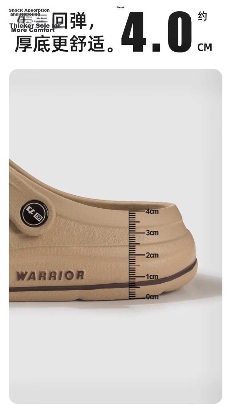 Warrior Men's Soft Thick-Soled Sports Sandals Outdoor Wear-Resistant Beach Shoes SDJ-0227 Light Gray Size 39 8
