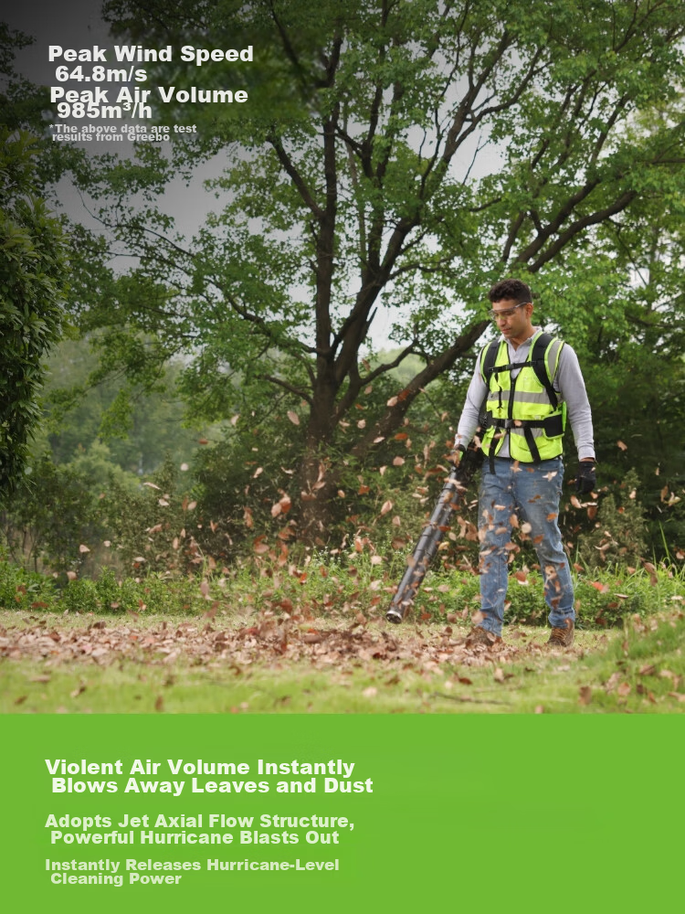 Greenworks 82V Backpack Blower Lithium Battery C12/B High Power Yard Leaf Blower Dust Removal Water Snow Blower BLB484-1 Bare Tool 5