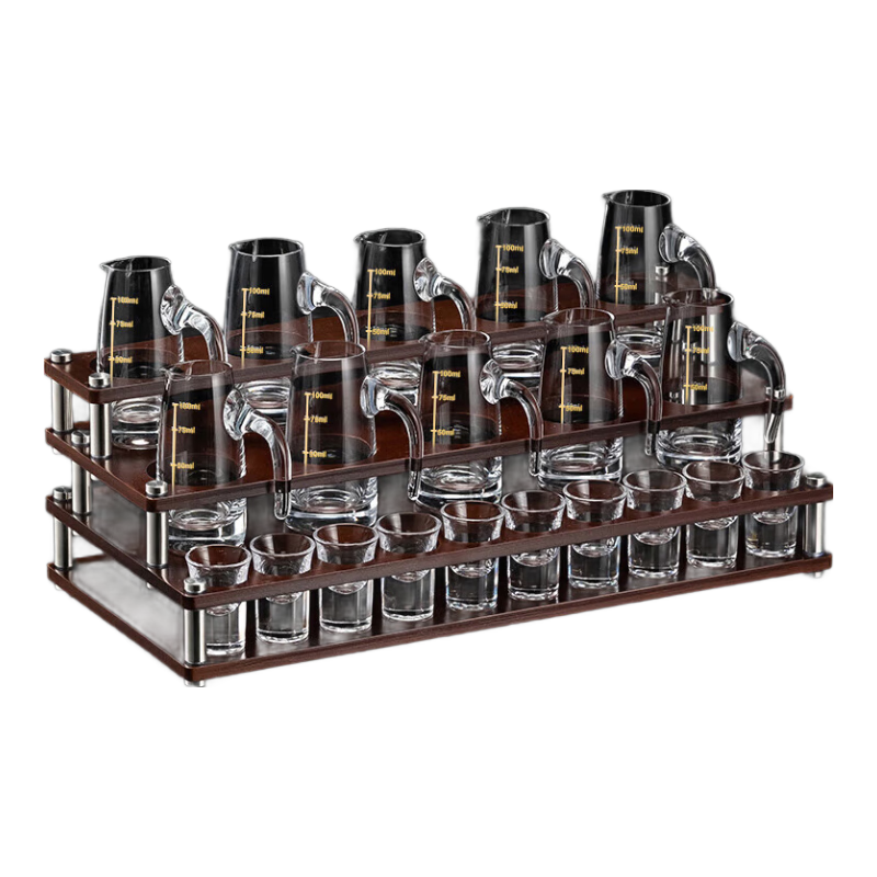 CRISTALGLASS Baijiu Glass Decanter Set Home Liquor Set 10 Pots 10 Cups Glass Strong Liquor Cups Storage Rack