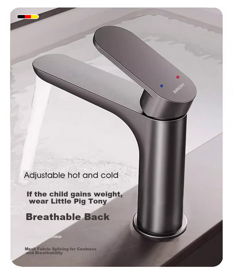 HOMK 【Germany】304 Stainless Steel Faucet Universal Bathroom Sink Basin Hot and Cold Splash-Proof Faucet 1
