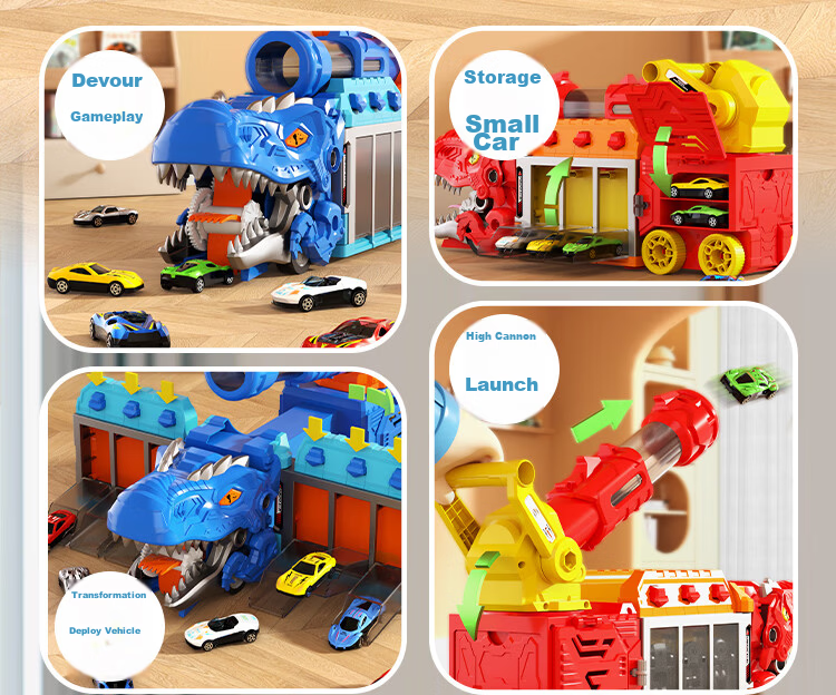 AoZhiJia Children's Toy Car Boys 3-6 Years Dinosaur Launch Transforming Alloy Car Model Birthday Gift 2
