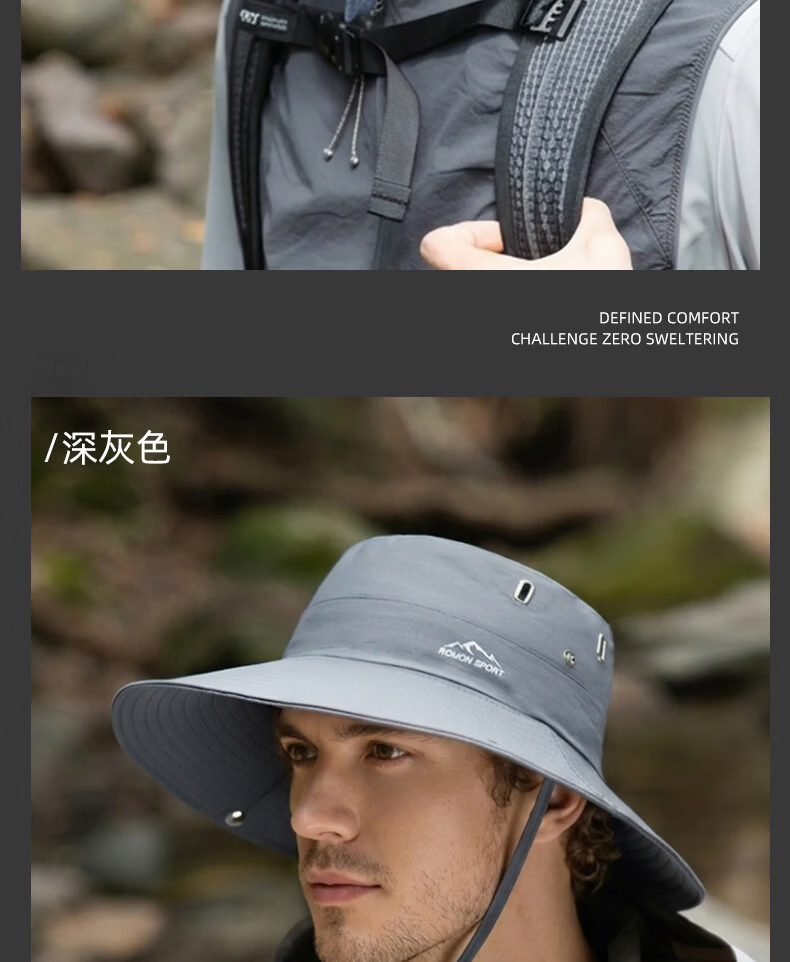 Romon Men's Fisherman Sun Protection Hat Summer Outdoor Breathable Sunshade Cap for Mountaineering Fishing Hiking UV Protection Wide Brim 21