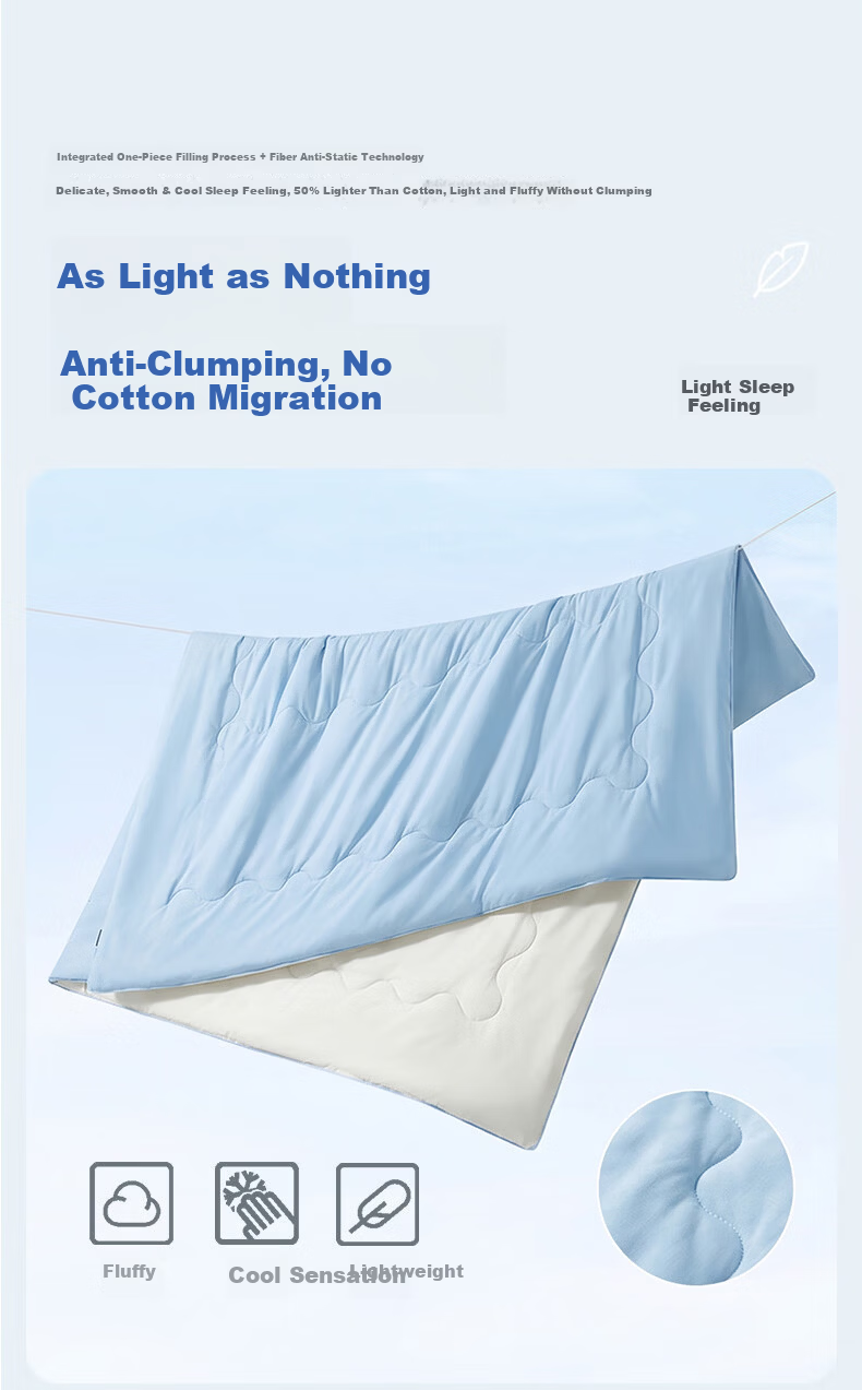 Seven-Color Spun Summer Cooling Quilt A-Class Ice Silk Air Conditioning Quilt Double-Sided Cooling Quilt Summer Thin Washable Antibacterial Fiber Quilt Core 9