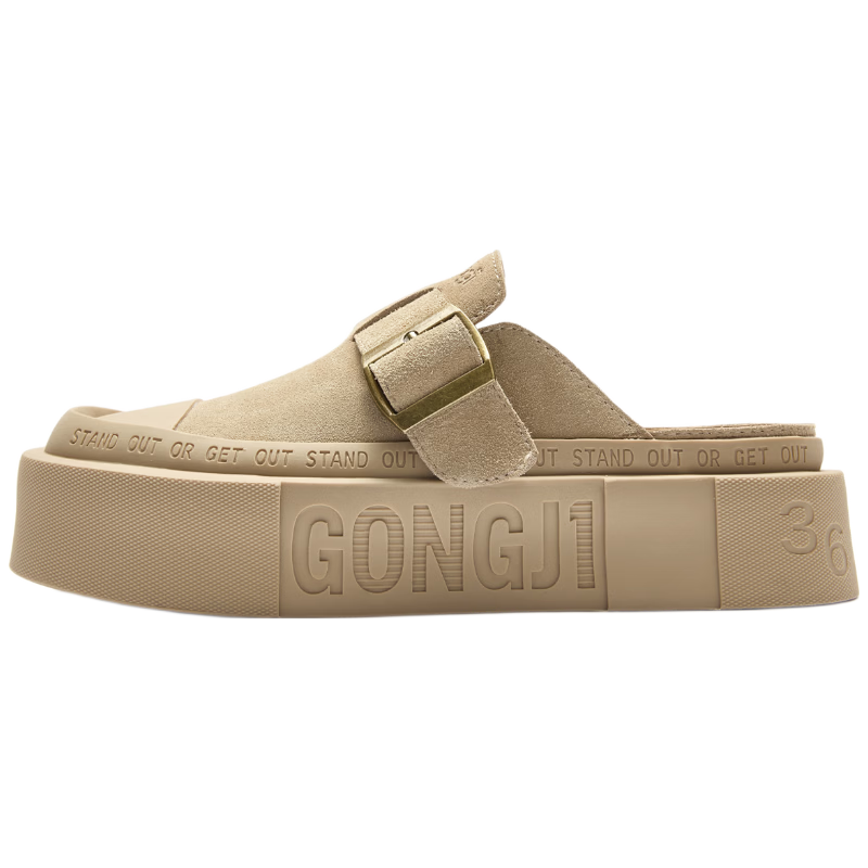 Gongji Casual Half-Slip Trendy Sneakers for Men and Women Daily Canvas Shoes Khaki (Women) Size 37