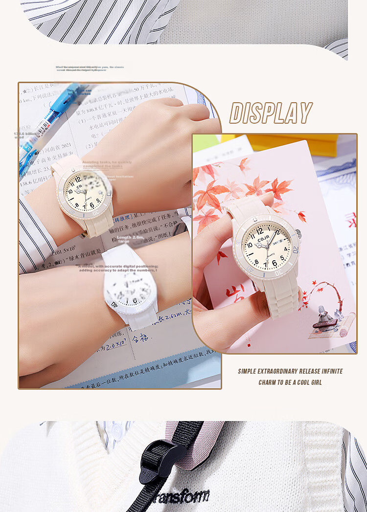 COJR Women's Watch Silicone Waterproof Luminous Electronic Quartz for High School Students Exam Use 13