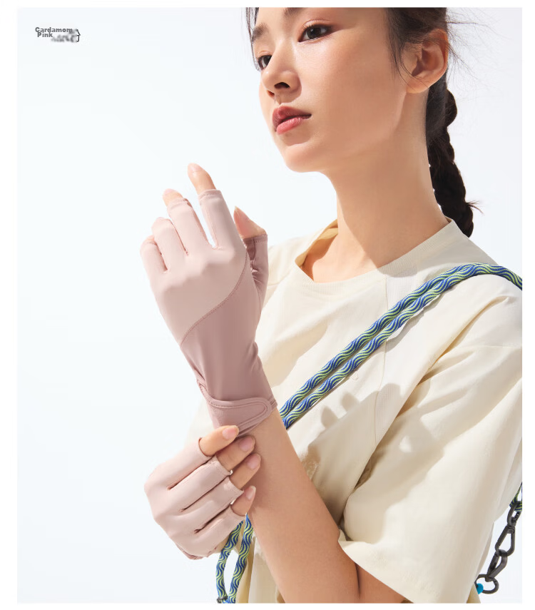 Beneunder Women's Thin Sunscreen Gloves Fishing Nail Art Half-Finger UV Protection Cycling Gloves Mysterious Black AL365 20