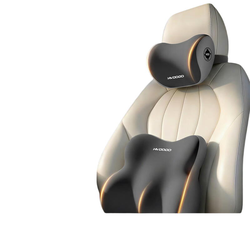 HUIDUODUO Car Headrest And Lumbar Support Set, In-Car Back Support Cushion, Memory Foam Neck Pillow for Long-Distance Driving And Office Use