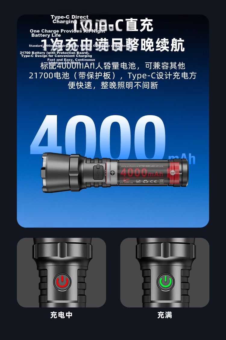 KLARUS EP12 High-Power Zoomable Flashlight Waterproof Rechargeable Outdoor Camping Patrol Home Use Insect Catching 6