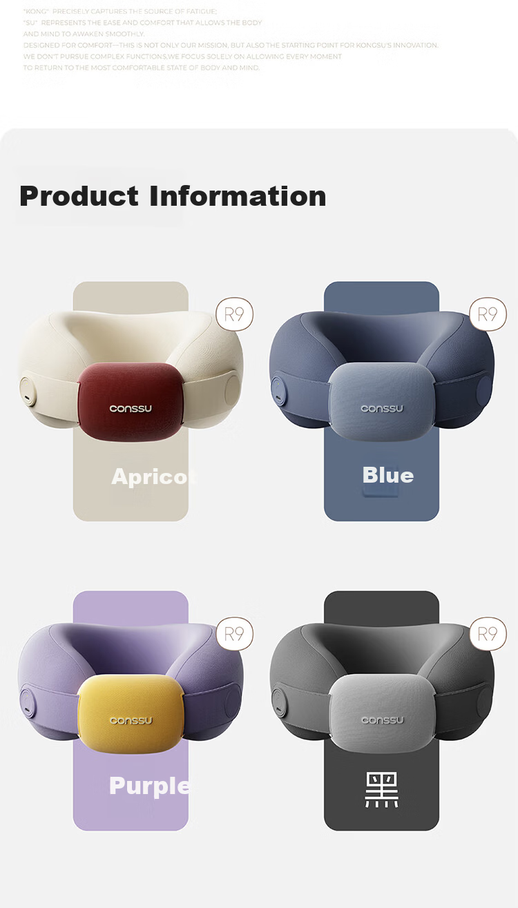 Kongsu U-Shaped Neck Pillow Travel Neck Support Pillow for Airplane Train High-Speed Rail Portable Long-Distance Travel Neck Cushion with Cover 19